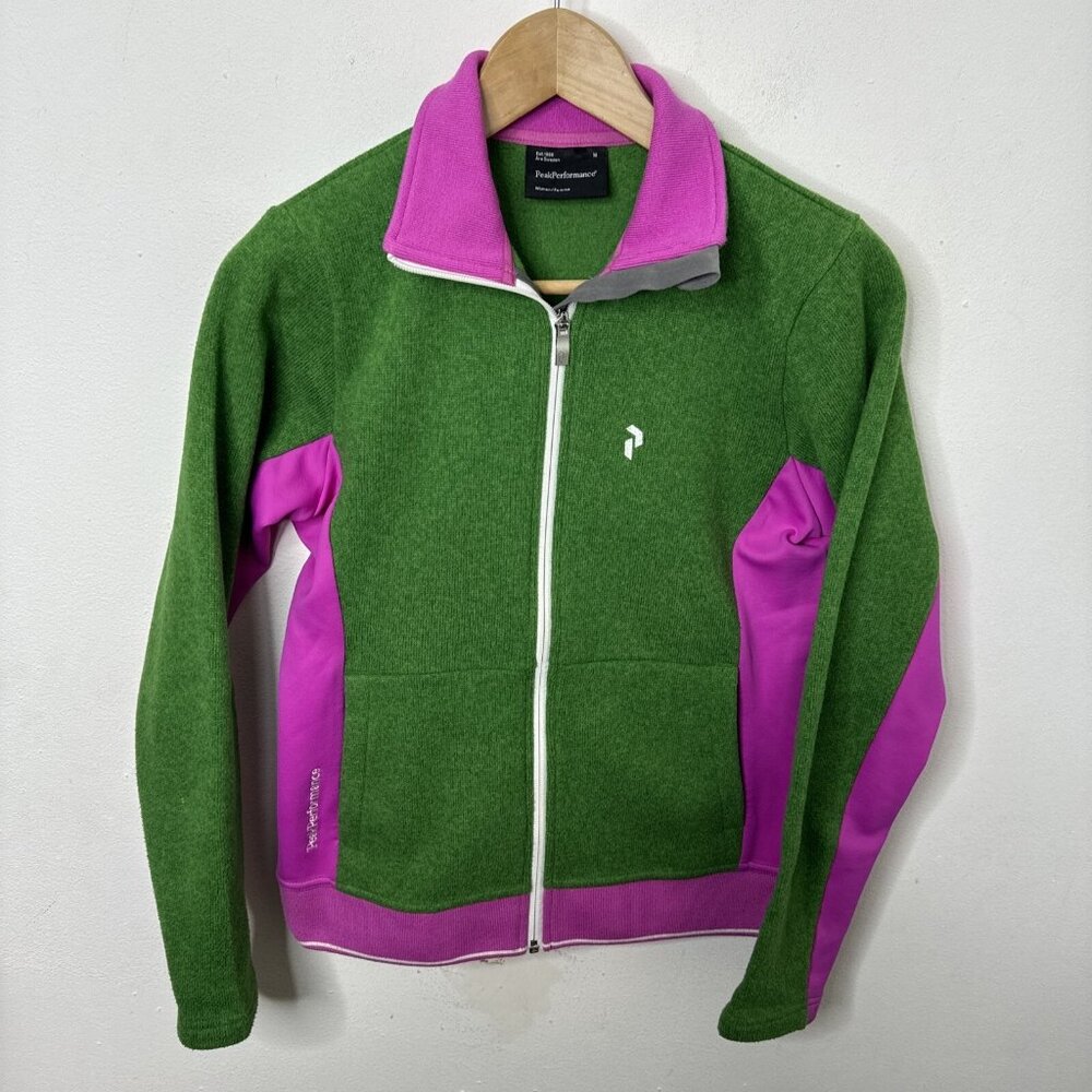Peak Performance Woman M Thermal Zip Shirt Jacket Pink Green Belmont Fleece